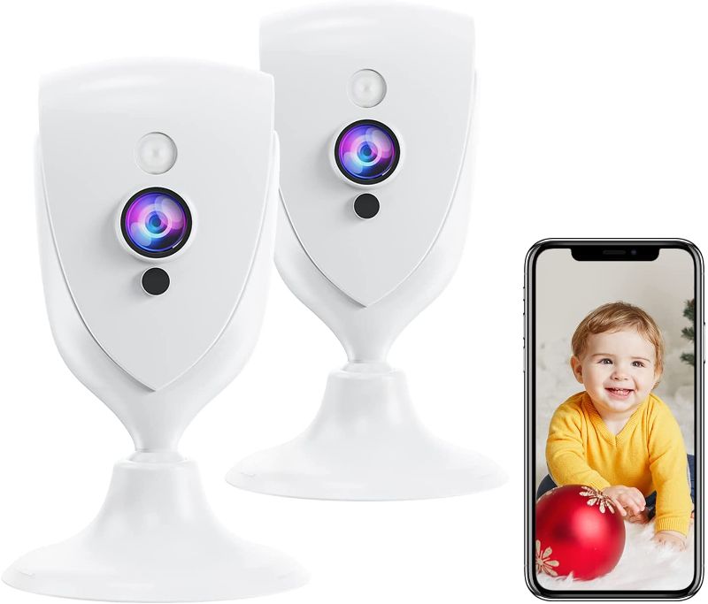 Photo 1 of Pet Camera with Phone APP, 1080P Baby Monitor with Sound Detection,Motion Alarm for Indoor Security,IR Night Vision Baby Camera with Two Way Audio,Cloud/SD Storage,Work with Alexa, MIPC APP(2Pcs)
