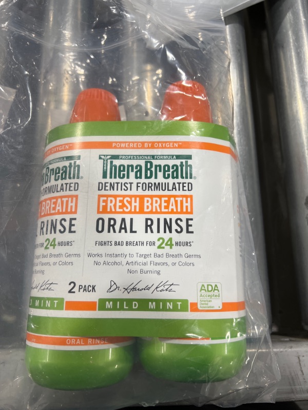 Photo 2 of TheraBreath Fresh Breath Dentist Formulated Oral Rinse Mild Mint 16 oz, 2 Pack