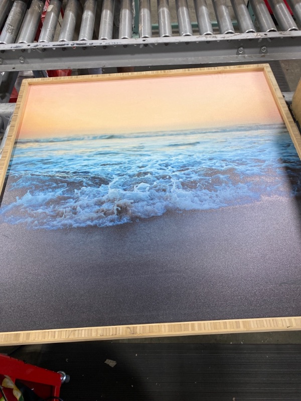 Photo 1 of 31" x 31" ocean painting with multi color wooden frame 