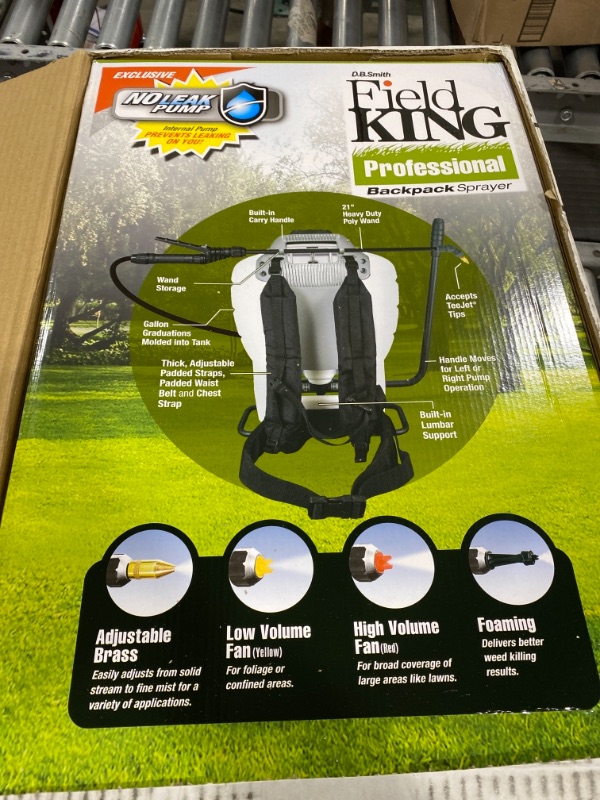 Photo 1 of FIELD KING 190328 4 gal. No Leak Pump Sprayer, Polyethylene Tank, Fan, Foaming Spray Pattern, 50" Hose Length