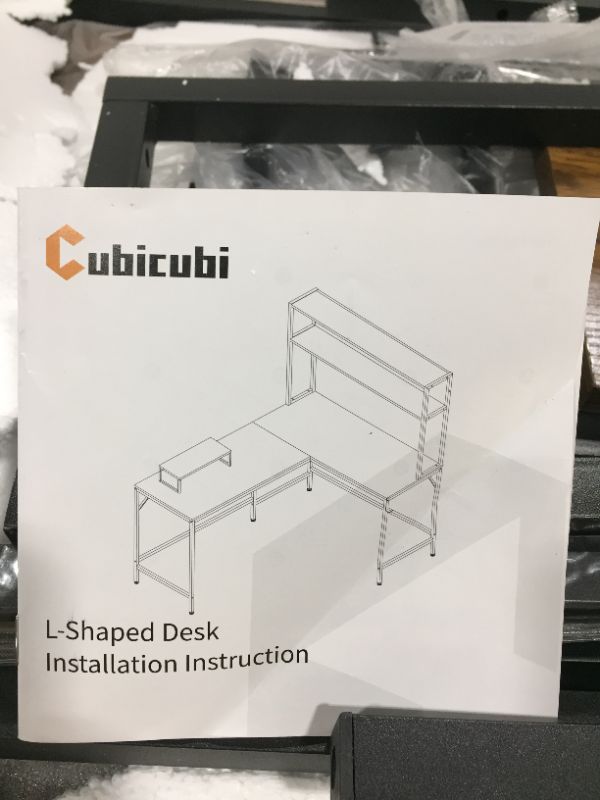 Photo 1 of CubiCubi L-Shaped Desk with Storage Bookshelf
