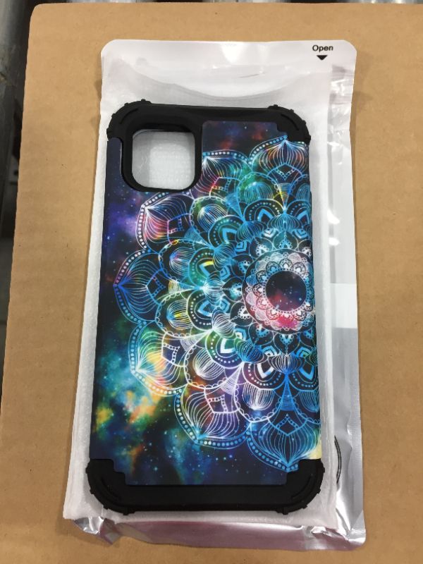 Photo 2 of Hocase for iPhone 11 Pro Max Case, Heavy Duty Shockproof Protection Soft Silicone Rubber Bumper+Hard Plastic Hybrid Protective Case for iPhone 11 Pro Max (6.5" Display) 2019 - Mandala in Galaxy
