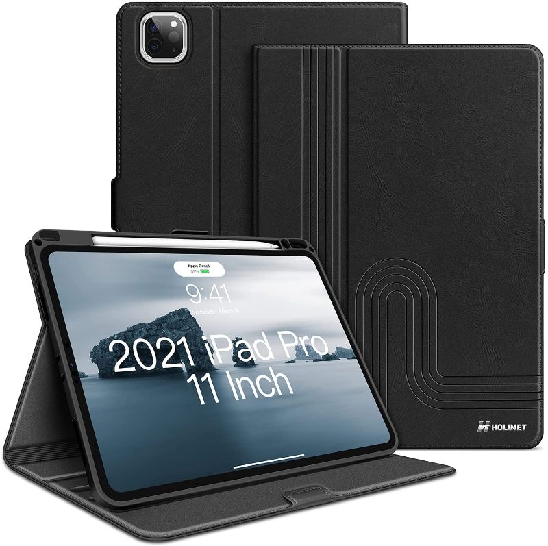 Photo 1 of Case for iPad Pro 11 Inch 2021 3rd/2nd/1st Generation Case 2020/2018 with Pencil Holder Soft Back Shockproof Protective Cover PU Leather Auto Sleep/Wake
