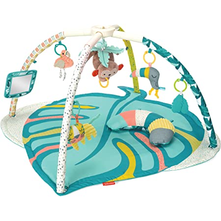 Photo 1 of Infantino 4-in-1 Deluxe Twist & Fold Activity Gym & Play Mat, Tropical - Includes linkable Toys, Musical Monkey, Mirror and Bolster Pillow, for Newborns, Babies and Toddlers
