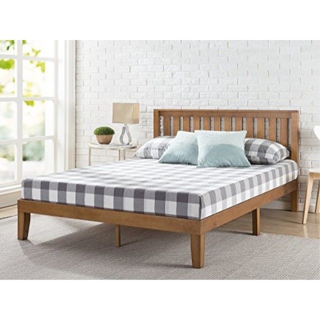 Photo 1 of 12 INCH SOLID WOOD PLATFORM BED WITH HEADBOARD PUSTIC PINE QUEEN