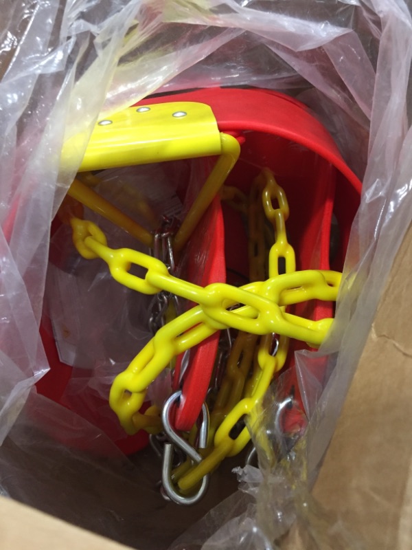 Photo 2 of Squirrel Products Combo - High Back Full Bucket Swing (Triangle and Chain Dip) and Heavy-Duty Swing Seat with Carabiners- Red
