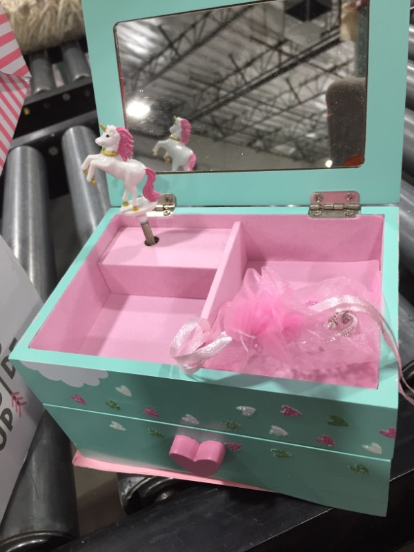 Photo 2 of Amitié Lane Unicorn Jewelry Box for Girls - Two Unicorn Gifts for Girls Plus Augmented Reality App (STEM Toy) - Unicorn Music Box and Unicorn Charm B
