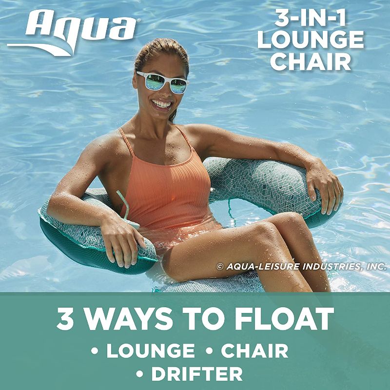 Photo 1 of AQUA Mosaic 3-in-1 Pool Chair Lounge, Inflatable Pool Float, Multi-Purpose Pool Chair (Lounge, Drifter, Chair), Green Mosaic
