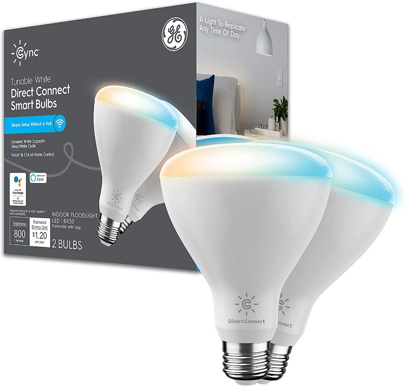 Photo 1 of GE Lighting Cync Tunable White Recessed BR30 LED Smart Flood Light Bulbs with Bluetooth and Wi-Fi, 65W Replacement, Works with Alexa + Google Home Without Hub, 2-Pack (New for 2021)
