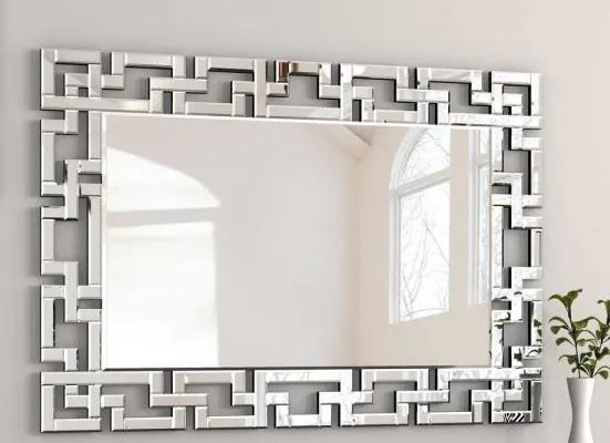 Photo 1 of 39 in. x 28 in. Rectangle Frameless Beveled Glass Decoration Mirror
