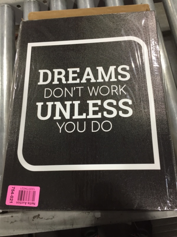 Photo 1 of 12" x 16" DREAMS DONT WORK UNLESS YOU DO motivational canvas print 