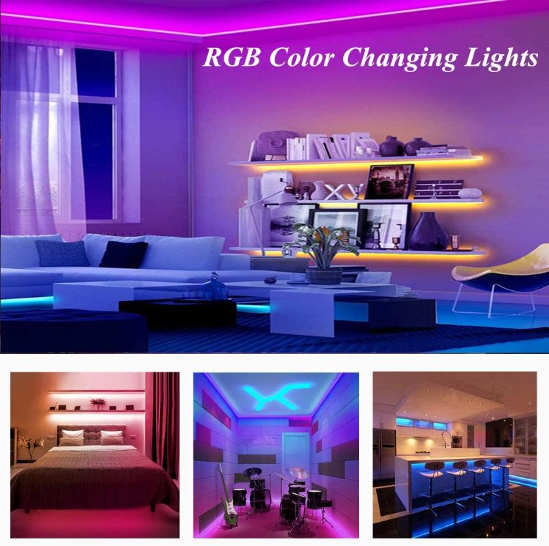 Photo 2 of LED Strip Lights, Lewentech 9.8ft RGB Color Changing Light Strip Kit with Remote and Control Box for Room,Bedroom, TV, Cupboard Decoration, Bright 2835 LEDs, Cutting Design, Easy Installation
