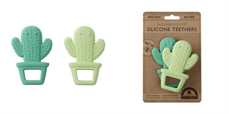 Photo 1 of Sugarbooger Silicone Teethers,  Set of 2, Happy Cactus, TWO PACK