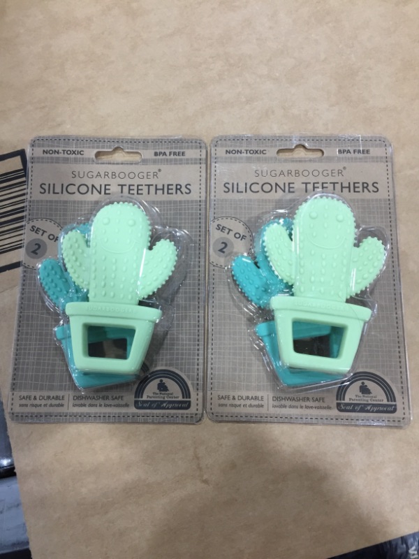 Photo 2 of Sugarbooger Silicone Teethers,  Set of 2, Happy Cactus, TWO PACK
