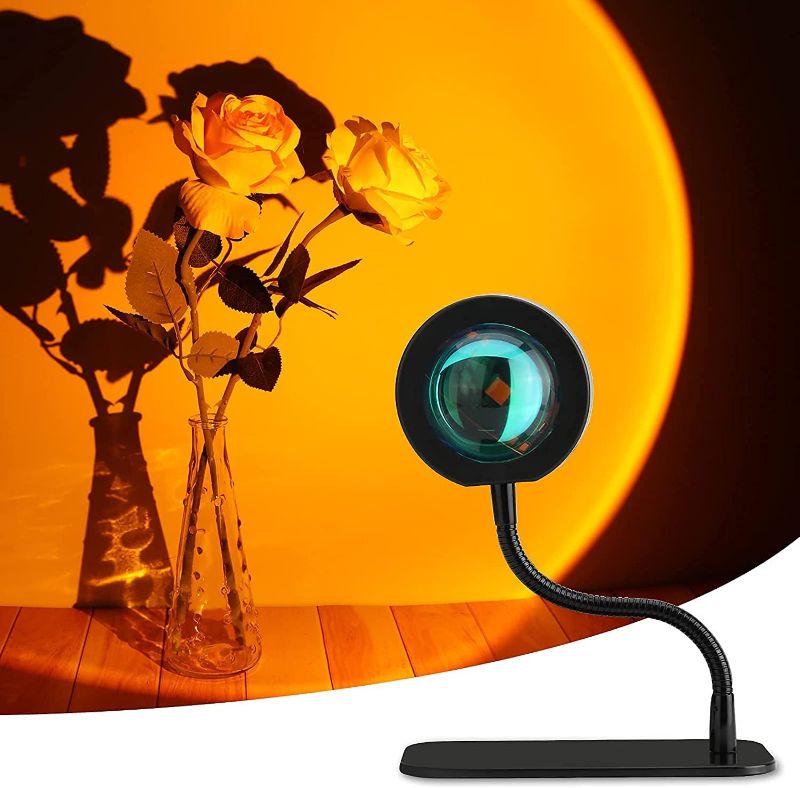 Photo 1 of Sunset Lamp Projector,Warmurti 360 Degree Flexible Rotation Night Light Projector with Type-C USB Charging Sunset Lamp for Home Party Living Room Bedroom Coffee Bar Decor, Festival Gift
