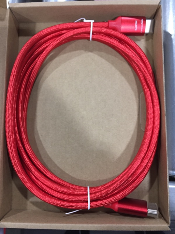 Photo 2 of Amazon Basics 10.2 Gbps High-Speed 4K HDMI Cable with Braided Cord, 10-Foot, Red
