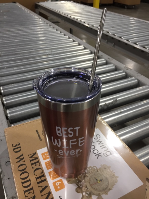 Photo 2 of Best Wife Ever - Birthday Gifts for Wife Her from Husband, Funny Christmas Gifts for Wife, Stainless Steel Insulated Tumbler with Lid & Straw, 20 Ounce Rose Gold
