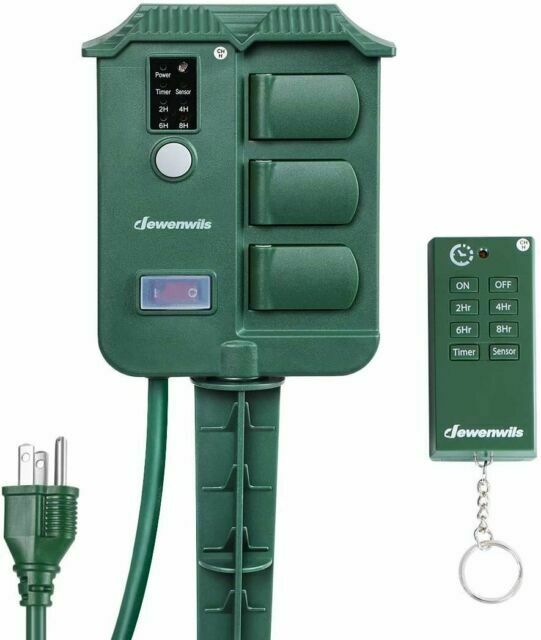 Photo 1 of Dewenwils 432372 Outdoor Power Stake Timer with Photocell - Green
