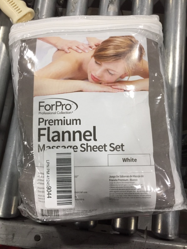 Photo 2 of ForPro Premium Flannel Massage Sheet Set, White
