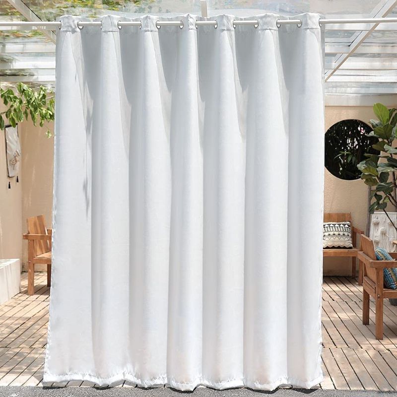 Photo 1 of Anjee Outdoor Curtains Waterproof for Patio Grommet Extra Width Light Blocking Thermal Insulated Large Large Blackout Drapes for Front Porch Sliding Door, 100 x 95 inches Greyish White 1 Panel
