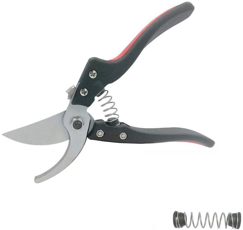 Photo 1 of WOYESHENMU Garden Pruning Shears with A Extra Spring, 75cr1 Stainless Professional Gardening Scissors, Sharp, Durable and Rustless Bypass Pruner, Big Gardener Hand Pruners, Red
