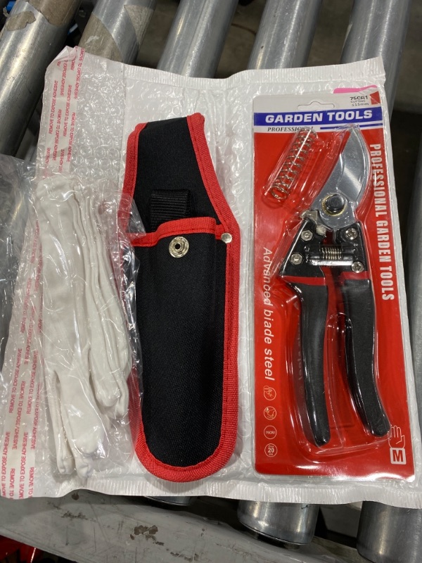 Photo 1 of WOYESHENMU Garden Pruning Shears with A Extra Spring, 75cr1 Stainless Professional Gardening Scissors, Sharp, Durable and Rustless Bypass Pruner, Big Gardener Hand Pruners, Red
