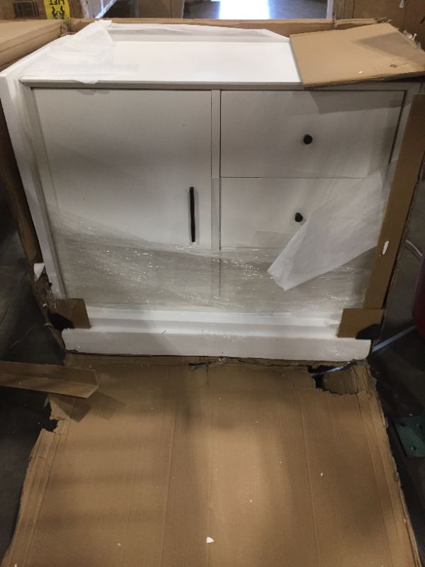 Photo 1 of 4 Compartment White Side Table