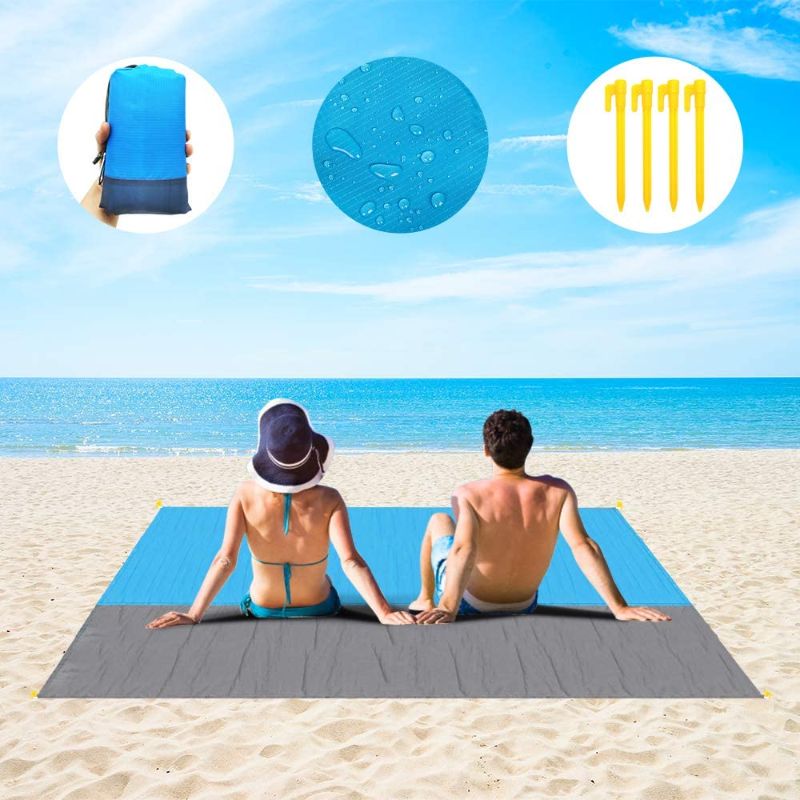 Photo 1 of Beach Blanket Sandproof ,Oversized Waterproof Blanket, Lightweight 79"×83" for 3-7 Adults Portable Picnic Blanket