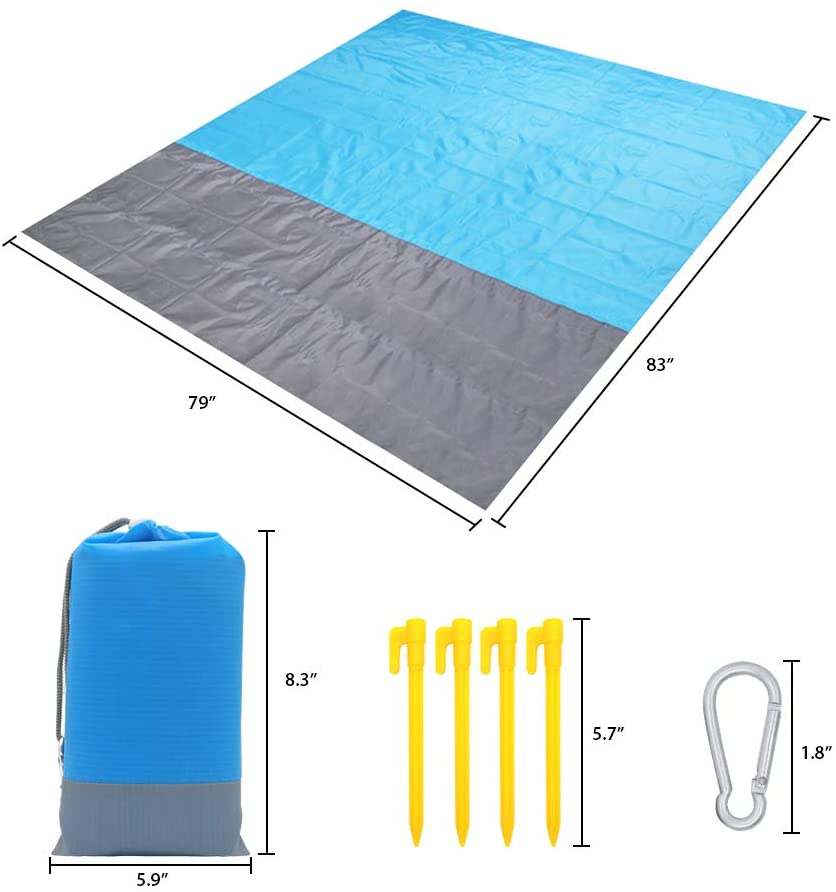 Photo 2 of Beach Blanket Sandproof ,Oversized Waterproof Blanket, Lightweight 79"×83" for 3-7 Adults Portable Picnic Blanket