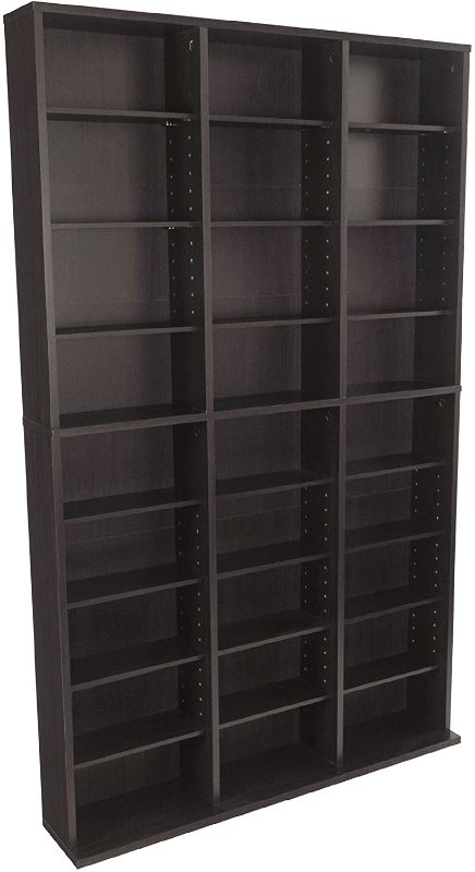 Photo 1 of Atlantic Oskar Adjustable Media Cabinet - Holds 1080 Cds, 504 DVDs or 576 Blu-Rays/Games, 30 Adjustable and 6 Fixed Shelves PN38435714 in Espresso