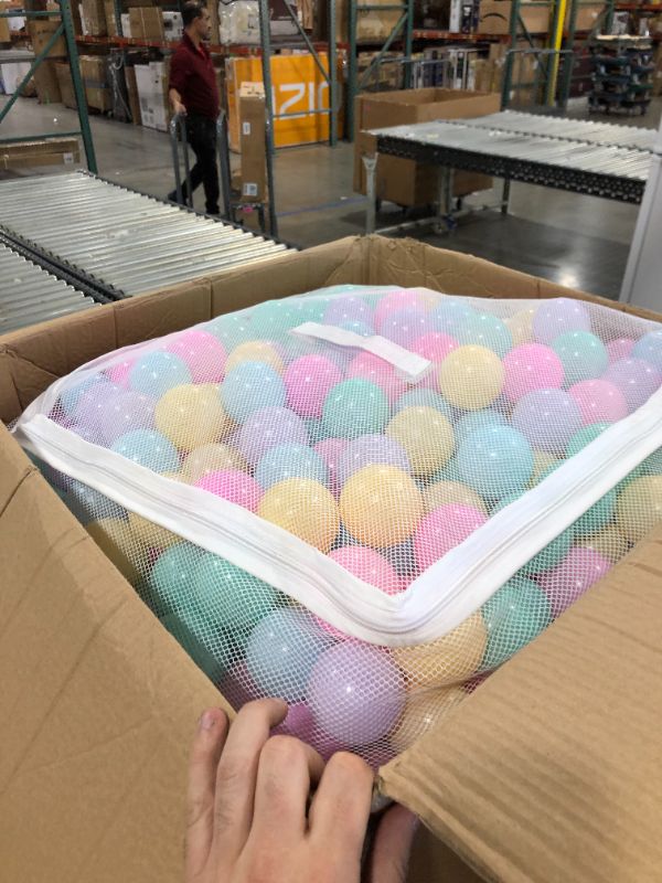 Photo 1 of Amazon Basics BPA Free Plastic Ball Pit Balls with Storage Bag, 1,000 ct (2.3” Diameter), Pastels