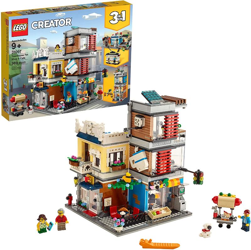 Photo 1 of LEGO Creator 3 in 1 Townhouse Pet Shop & Café 31097 Toy Store Building Set with Bank, Town Playset with a Toy Tram, Animal Figures and Minifigures (969 Pieces)
