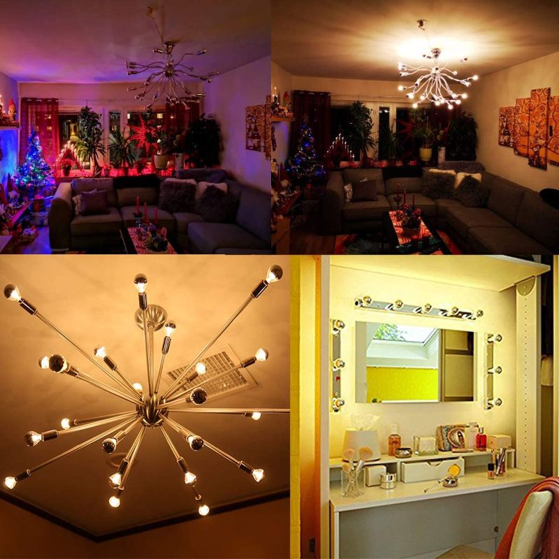 Photo 1 of 24pc! 4 Watts Half Chrome LED Light Bulb G45/G14 Dimmable Edison Bulb Crown Silver Bowl Filament Bulbs with Mirror E12 Candelabra Base Light 32 Watts Equal Warm White 2700K Decorative Lighting Pack of 6