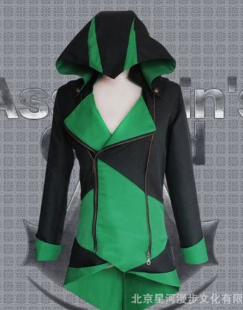 Photo 2 of Assassin's Creed III Cosplay Connor Costume Green And Black Coat--- medium
