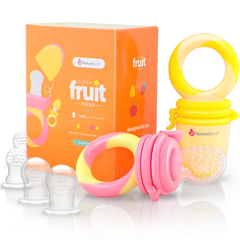 Photo 1 of NatureBond Baby Food Feeder/Fruit Feeder Pacifier (2 Pack) - Infant Teething Toy Teether | Includes Additional Silicone Sacs