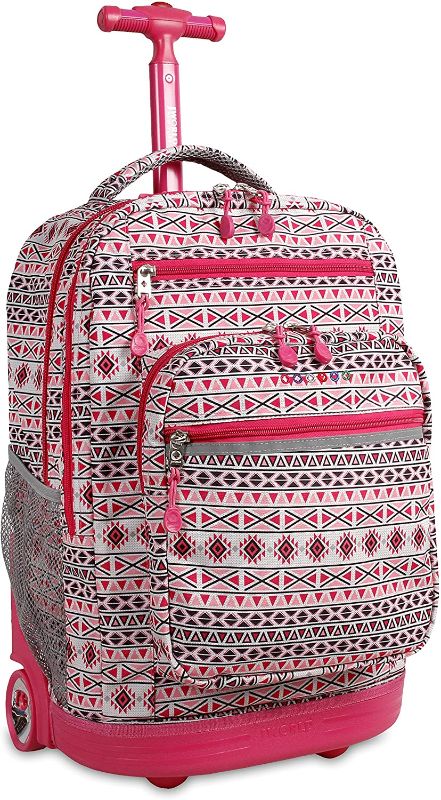 Photo 1 of J World New York Sundance Rolling Backpack Girl Boy Roller Bookbag, Skandi Pink, One Size