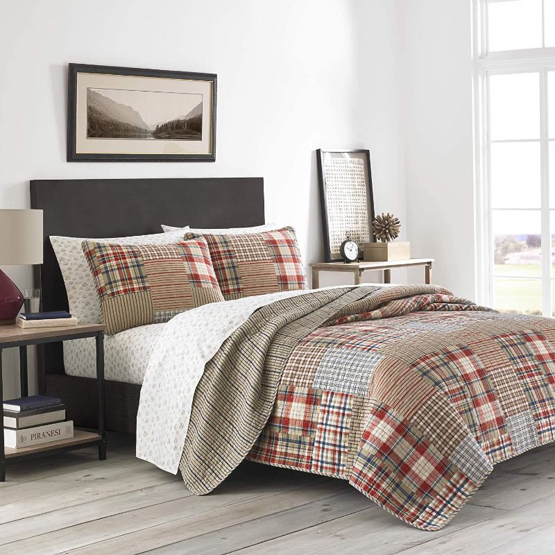 Photo 1 of Eddie Bauer Home | Hawthorne Collection | 100% Cotton, Reversible & Lightweight Quilt and Sham(s), Pre-Washed for Extra Comfort, Queen, Brown