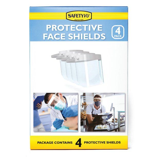 Photo 1 of 160 Count Protective Face Shields by Panoptx - 4 Full Shields per Box - Lightweight, Elastic Comfort Fit - Clear Splash Guard - AntiFog Coatings - Maximum Visibility