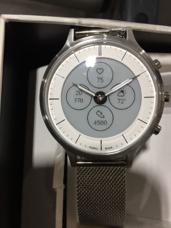 Photo 2 of Fossil Women's Charter Hybrid Smartwatch - Silver Mesh