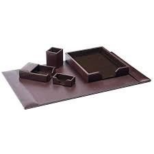 Photo 1 of Dacasso Dark Brown Bonded Leather Desk Set, 5-Piece
