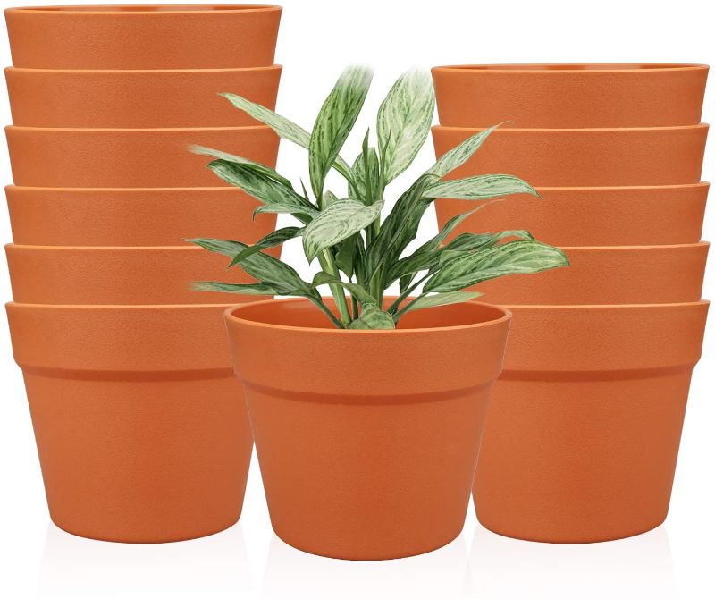 Photo 1 of 7.1 Inches 12 pcs Plastic Plant Pots, Gardening Containers, Planters, Perfect for Indoor and Outdoor Decoration/ Garden/ Kitchen/ Flower/ Succulents (Yellow)