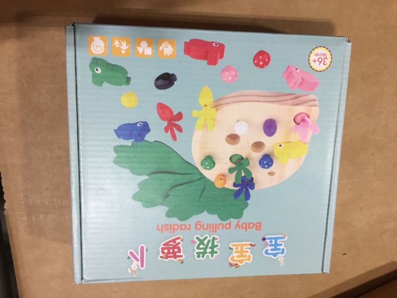 Photo 2 of Bunny Pull Radish Toy Game, Children's Wooden Puzzle Spread Carrot Game to Play Puzzle Early Memory Disk Game
