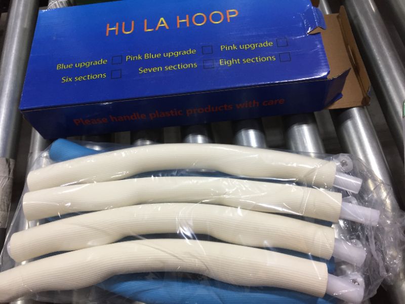 Photo 2 of  pounds hula hoop, white blue adjustable 2.55 lb HDPP exercise Hoop 8 detachable sections
