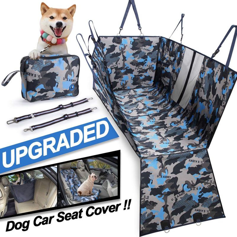 Photo 1 of  Car Seat Cover for Dogs, 900D OXFORD STURDY Waterproof Dog FRONT BACK Seat Hammock Cover Protector with Mesh Window and Side Flaps Nonslip, Heavy Duty, Anti-Scratch, for Cars, Trucks and SUVs
