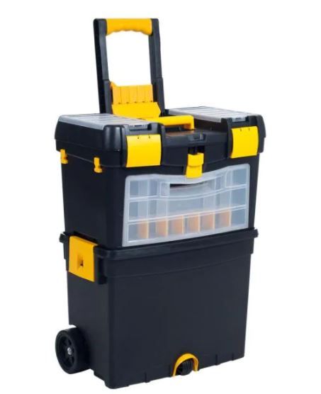 Photo 1 of 10 in. Heavy-Duty Rolling Upright Tool Box with Foldable Comfort Handle
