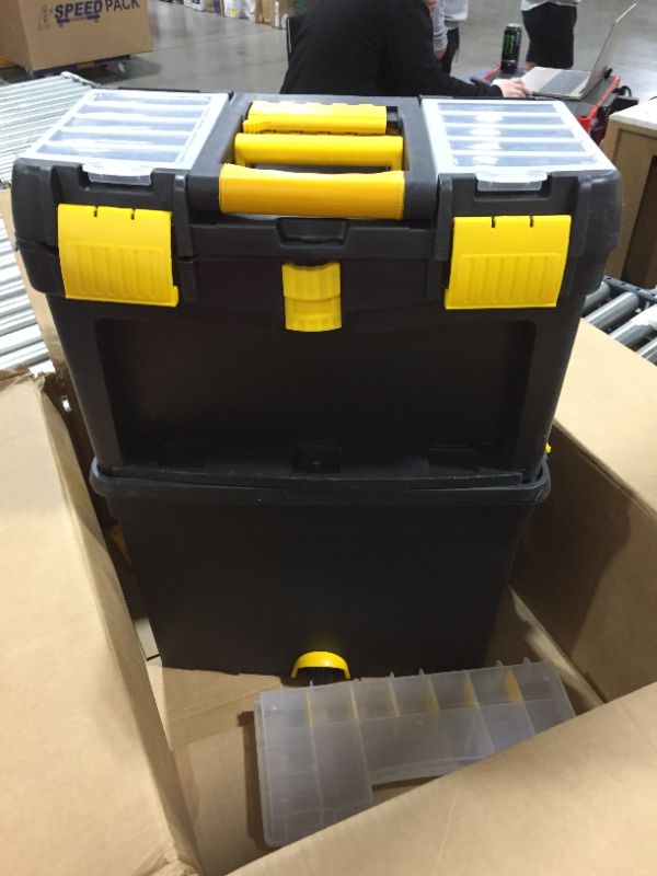 Photo 2 of 10 in. Heavy-Duty Rolling Upright Tool Box with Foldable Comfort Handle
