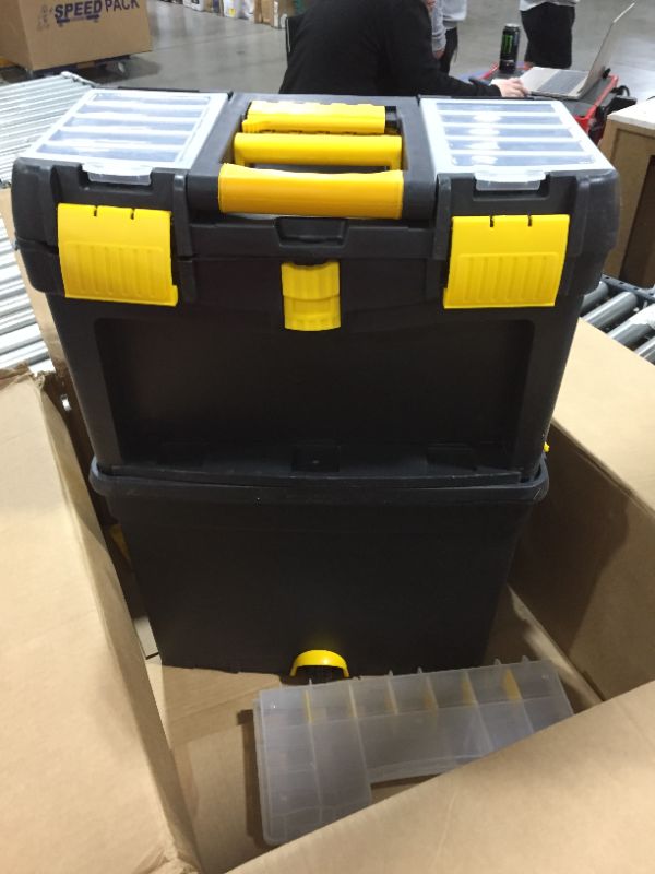 Photo 1 of 10 in. Heavy-Duty Rolling Upright Tool Box with Foldable Comfort Handle
