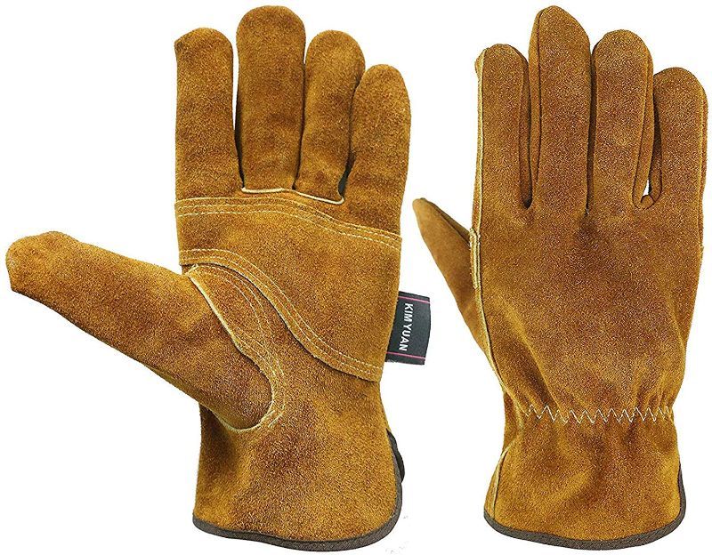 Photo 1 of KIM YUAN Waterproof Leather Work Gloves, 1 Pairs Thorn Proof Gardening Gloves M 1 Pair