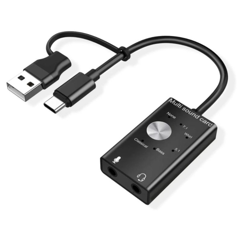 Photo 1 of HAVIT HV-SD1039 Audio Adapter External USB Sound Card with 3.5mm Headphone and Microphone Jack