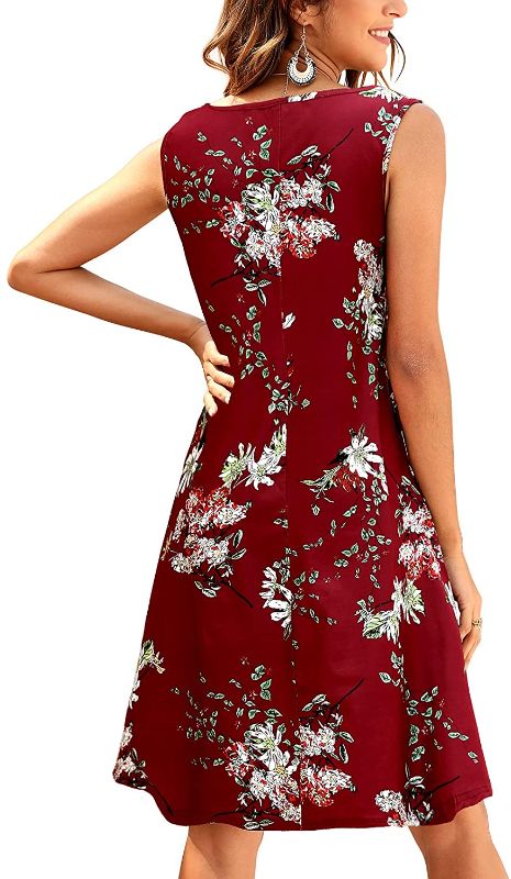 Photo 1 of Women Casual T-Shirt Summer Dresses Floral Bohemian Dress Swing Boho Sundress Sleeveless with Pockets XL